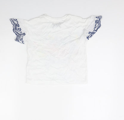 Preworn Girls White Solid  Cami Pyjama Top Size 7 Years