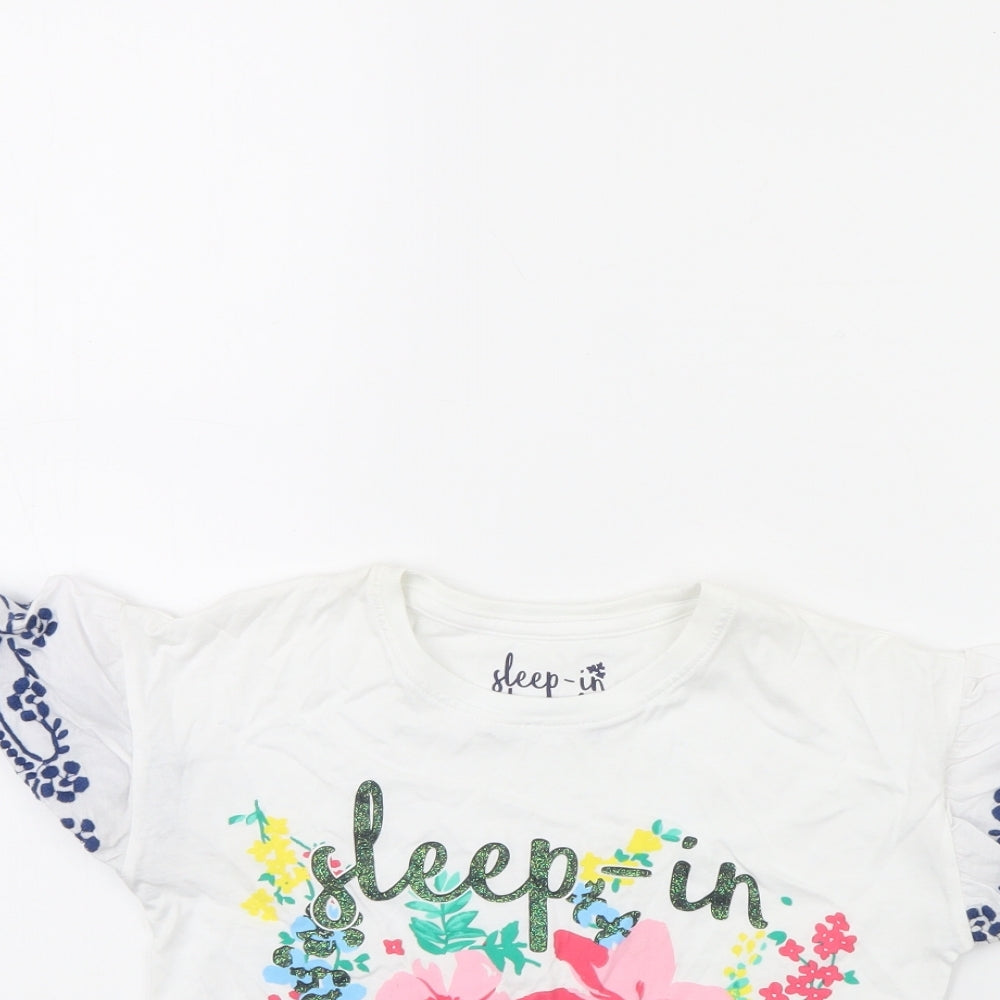 Preworn Girls White Solid  Cami Pyjama Top Size 7 Years