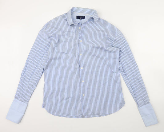 Jasper Conran Mens Blue Striped   Dress Shirt Size M