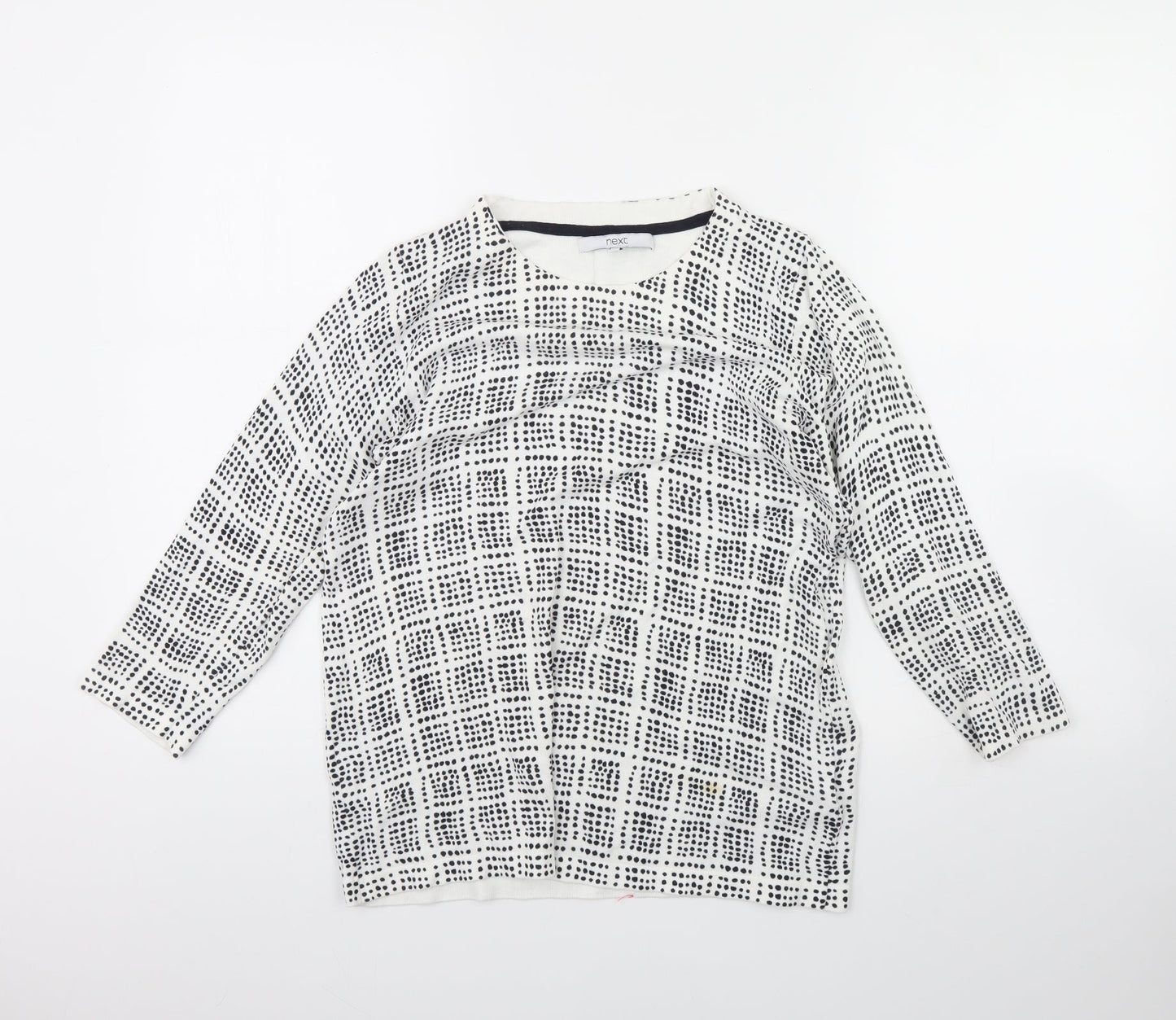 NEXT Womens White Geometric  Pullover Jumper Size 12