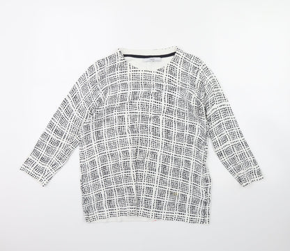 Next Womens White Geometric  Pullover Jumper Size 12