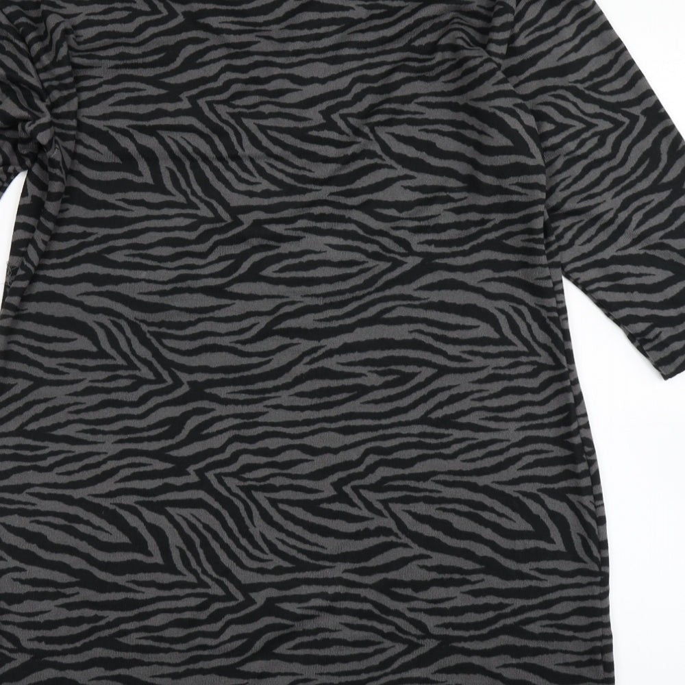 Nutmeg Womens Grey Animal Print  A-Line  Size 10