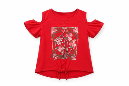baby ohhat Girls Red   Basic T-Shirt Size 6 Years