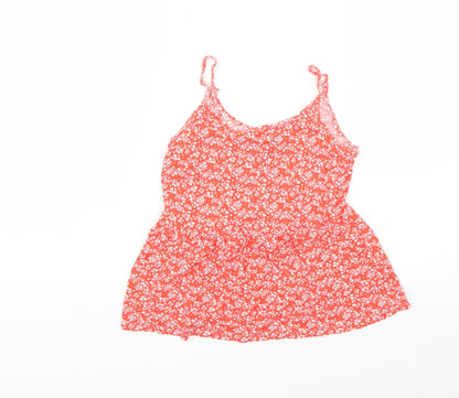 Preloved Primark Womens Orange Floral  Basic T-Shirt Size 4 - Front
