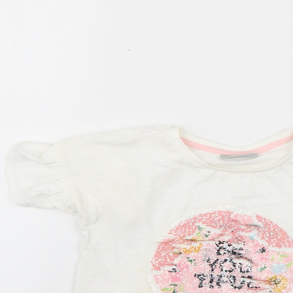 Matalan Girls White   Basic T-Shirt Size 5 Years