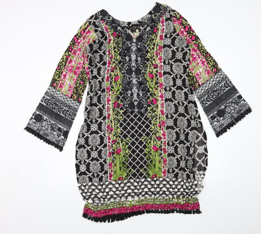 Ally's Womens Multicoloured Geometric  Basic Blouse Size M
