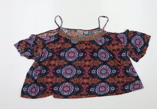 VERO MODA Womens Multicoloured Geometric Jersey Basic Blouse Size L