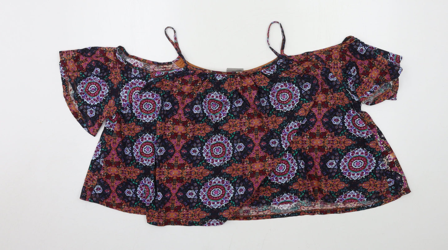 VERO MODA Womens Multicoloured Geometric Jersey Basic Blouse Size L