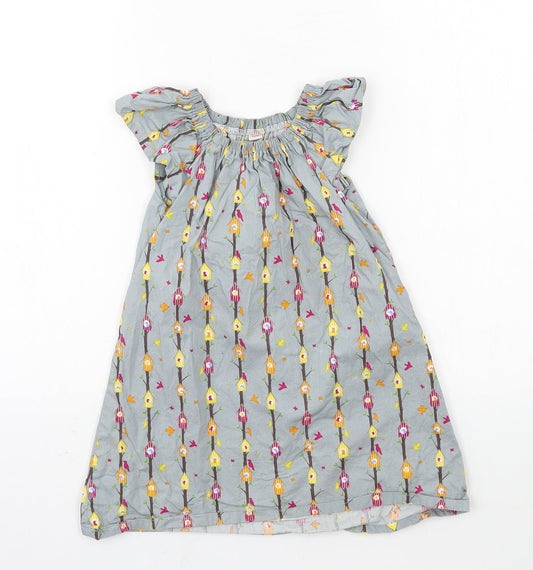 Preworn Girls Grey Geometric  A-Line  Size 4 Years  - Birdhouse