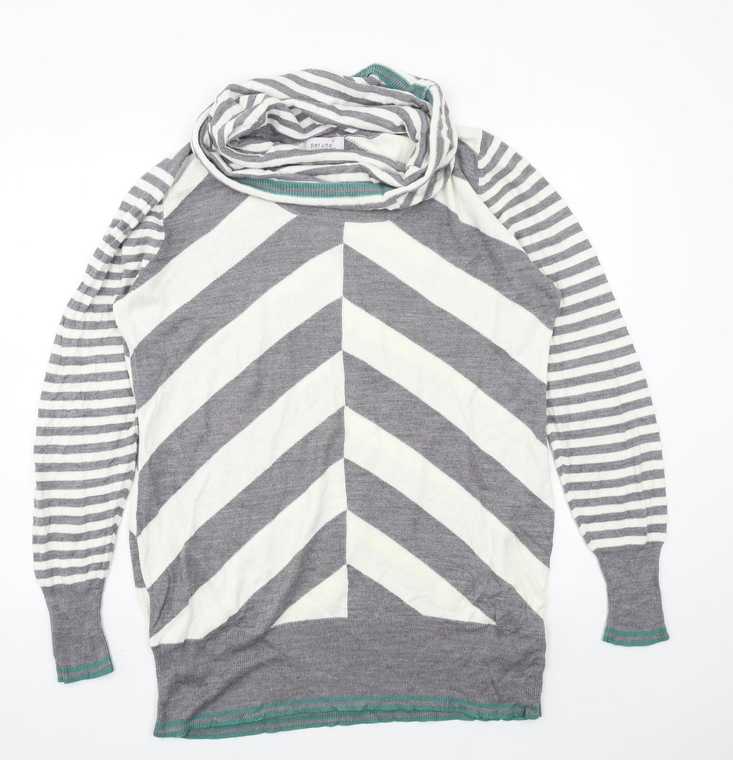 Marks and Spencer Womens Ivory Striped Knit Pullover Jumper Size 16