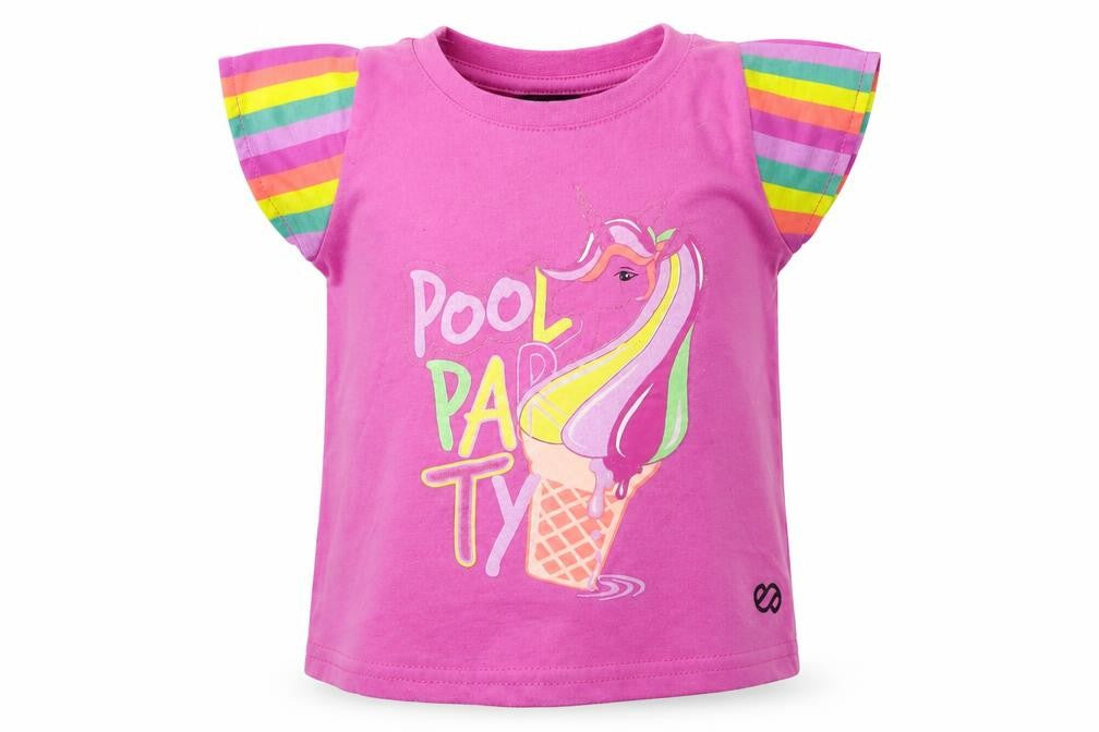 Silver Girls Pink  Jersey Basic T-Shirt Size 2 Years  - unicorn