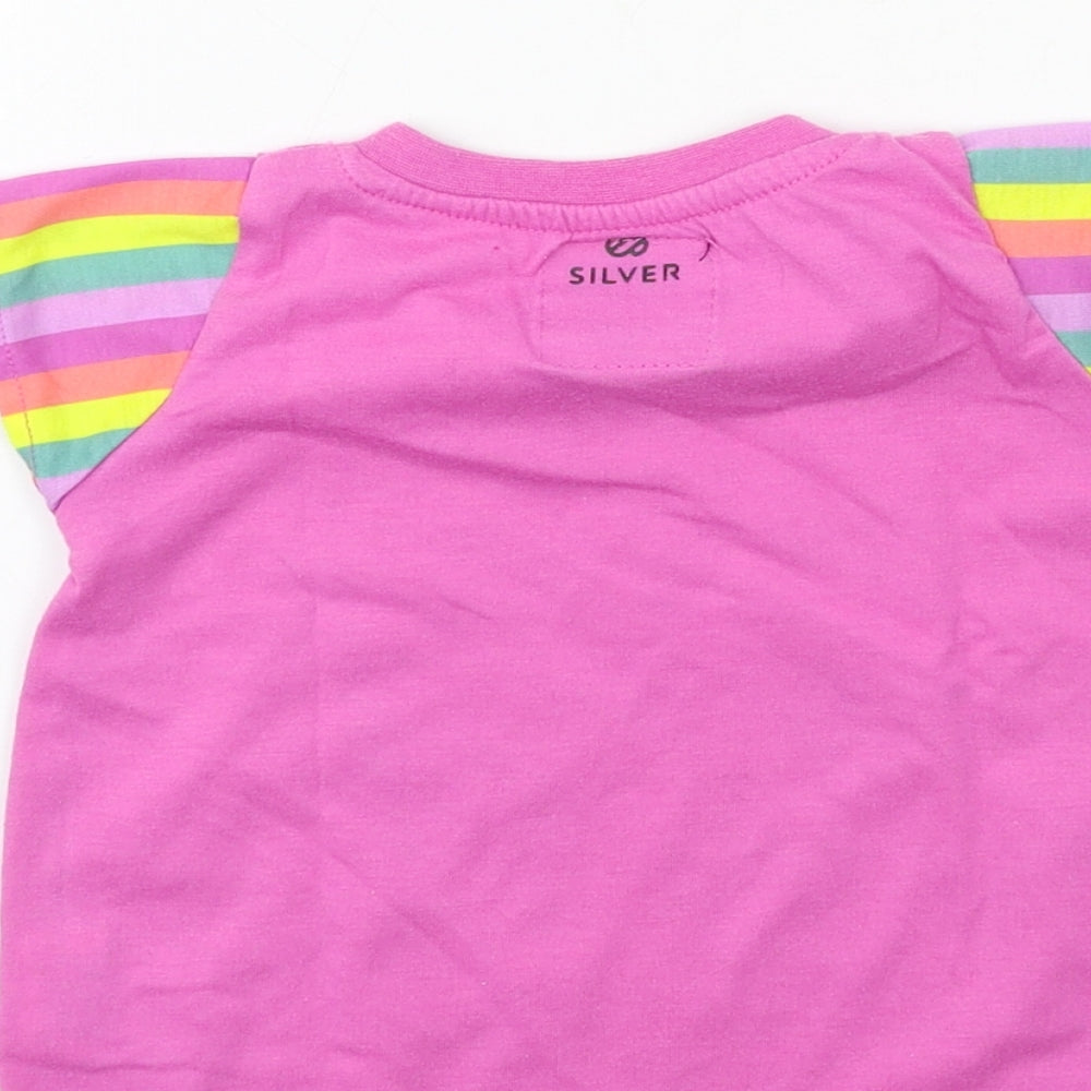 Silver Girls Pink  Jersey Basic T-Shirt Size 2 Years  - unicorn
