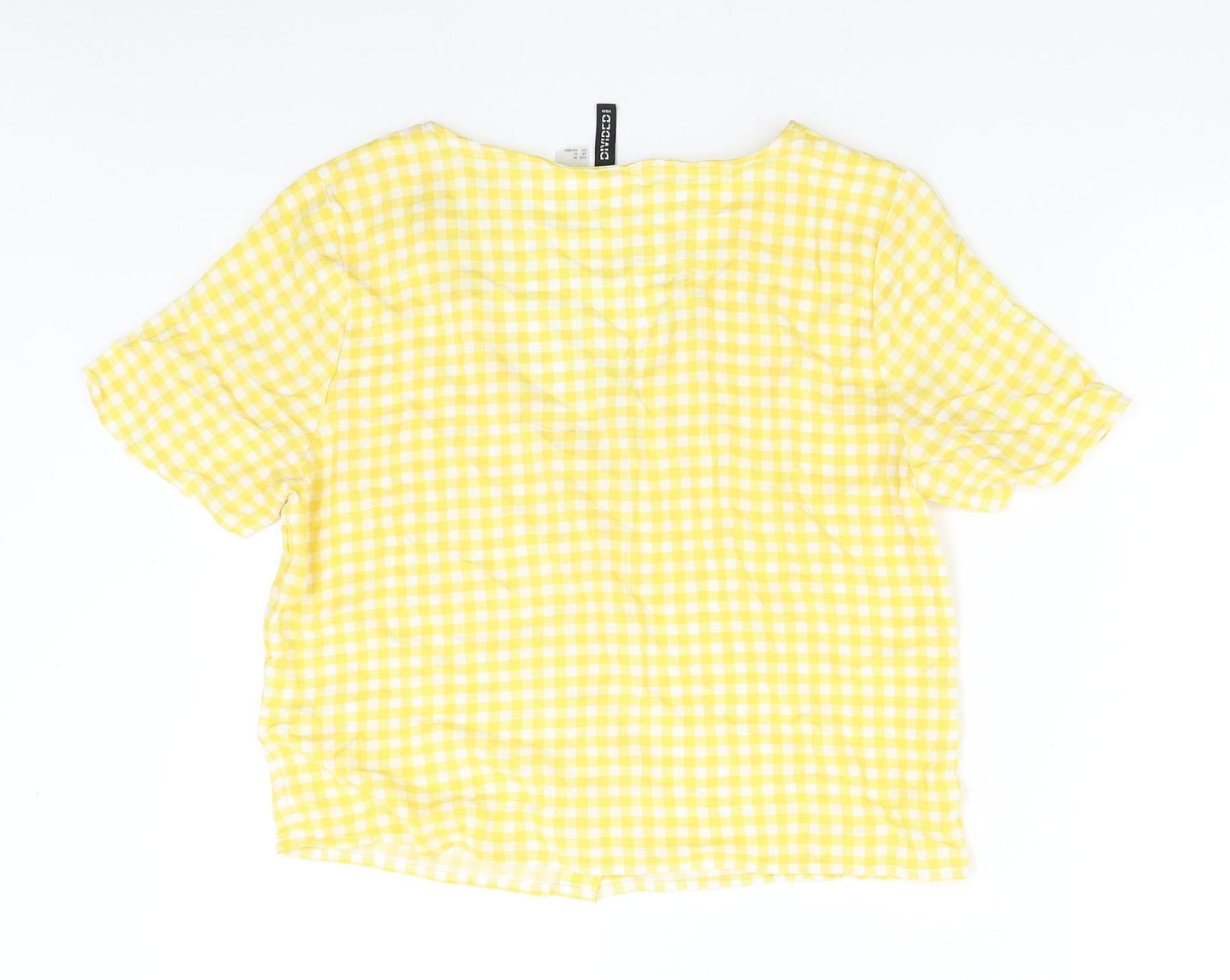 H&M Womens Yellow Check  Basic Blouse Size 10