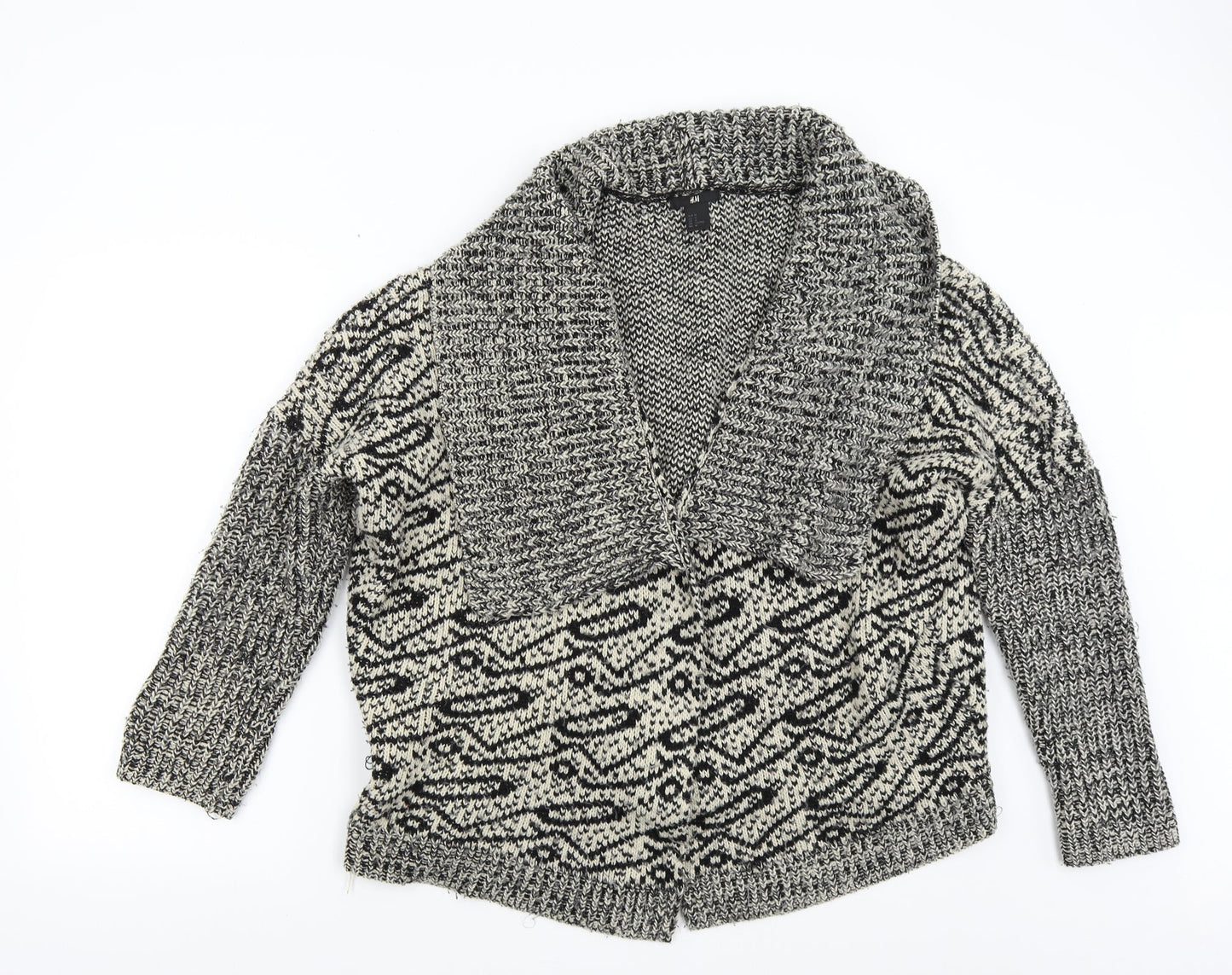H&M Womens Multicoloured Geometric Knit Cardigan Jumper Size M