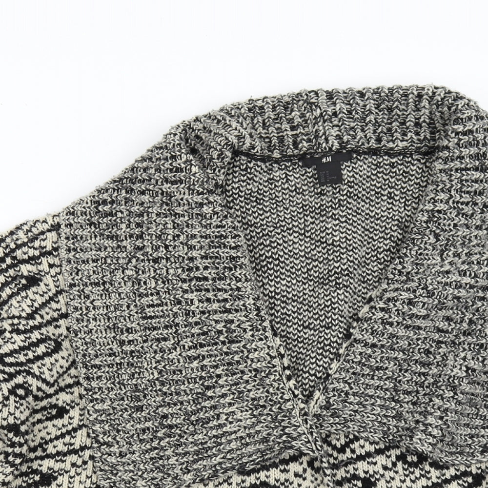 H&M Womens Multicoloured Geometric Knit Cardigan Jumper Size M