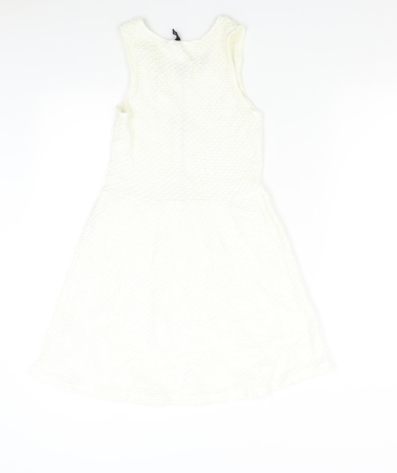 H&M Womens White   Fit & Flare  Size S
