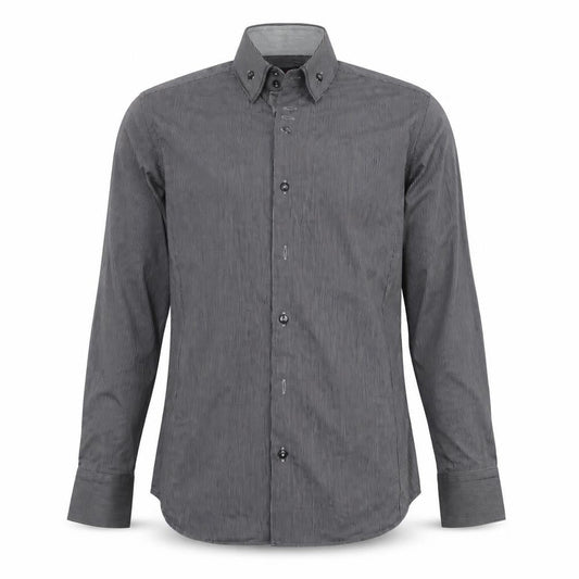 Deuxmec Mens Black Striped   Dress Shirt Size M