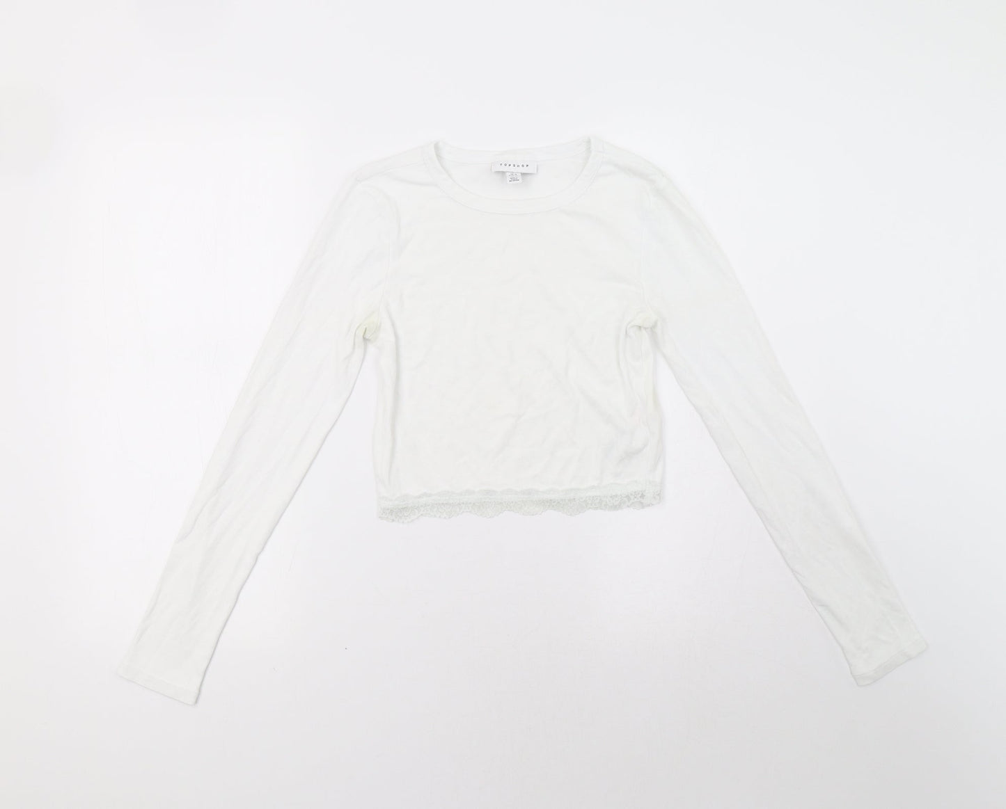 Topshop Womens White   Pullover Sweatshirt Size 10