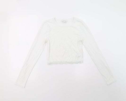 Topshop Womens White   Pullover Sweatshirt Size 10