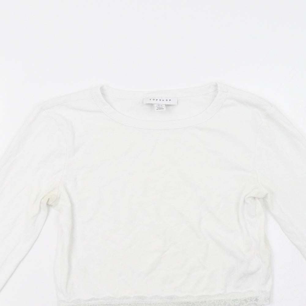 Topshop Womens White   Pullover Sweatshirt Size 10