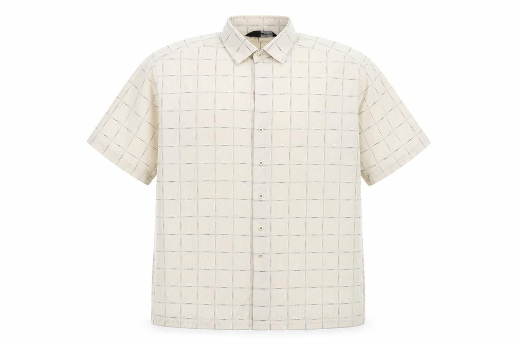 defines Mens White Check   Polo Size M