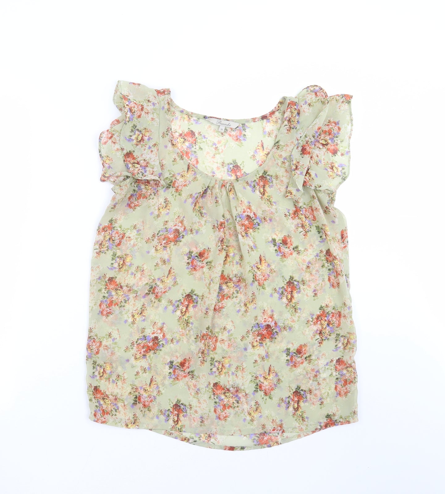 Peacocks Womens Green Floral  Basic Blouse Size 10