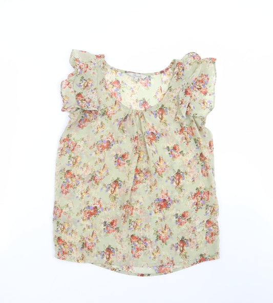 Peacocks Womens Green Floral  Basic Blouse Size 10