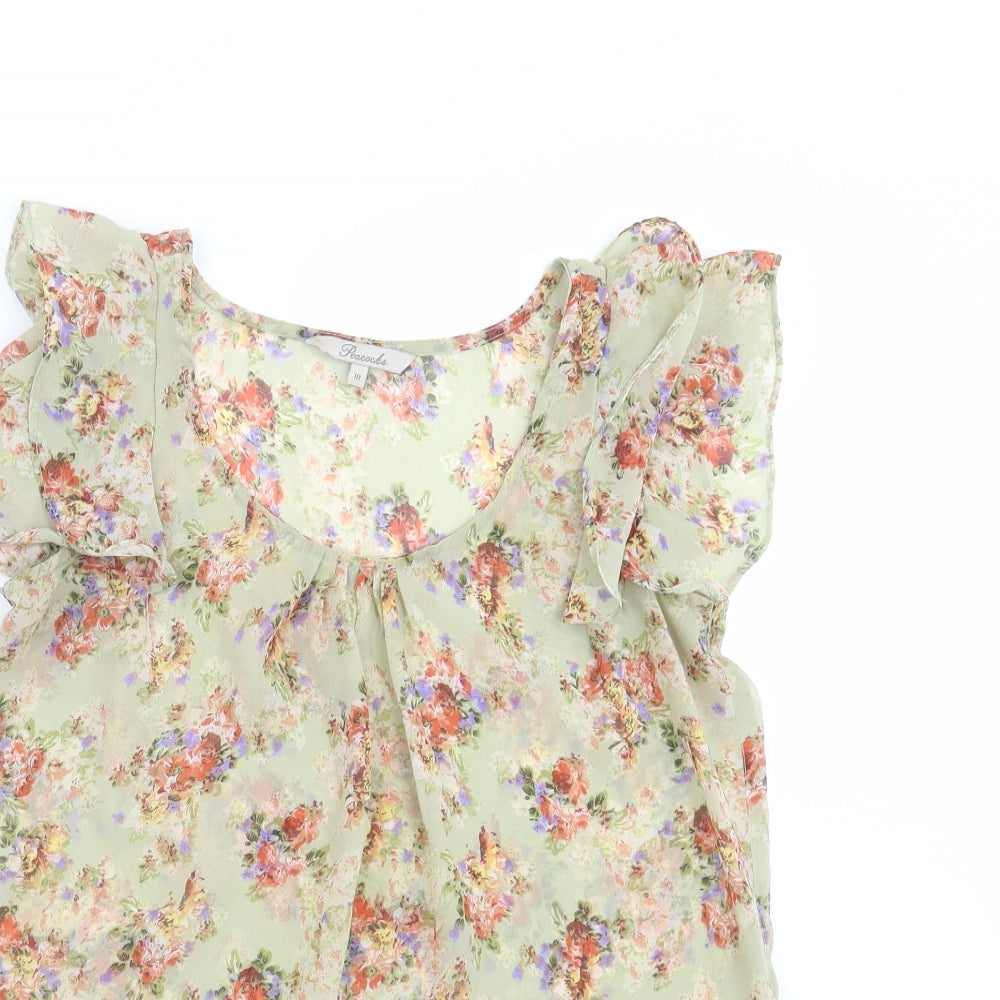 Peacocks Womens Green Floral  Basic Blouse Size 10