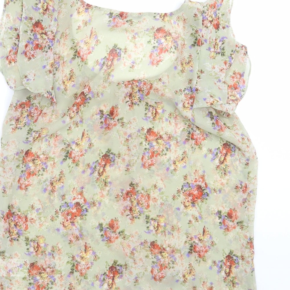 Peacocks Womens Green Floral  Basic Blouse Size 10
