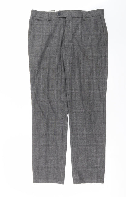 Preloved NEXT Mens Grey Check  Trousers  Size 32 in L29 in - Front