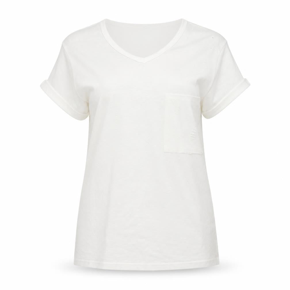 Preworn Womens White   Basic T-Shirt Size M  - hole pattern