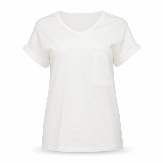 Preworn Womens White   Basic T-Shirt Size M  - hole pattern
