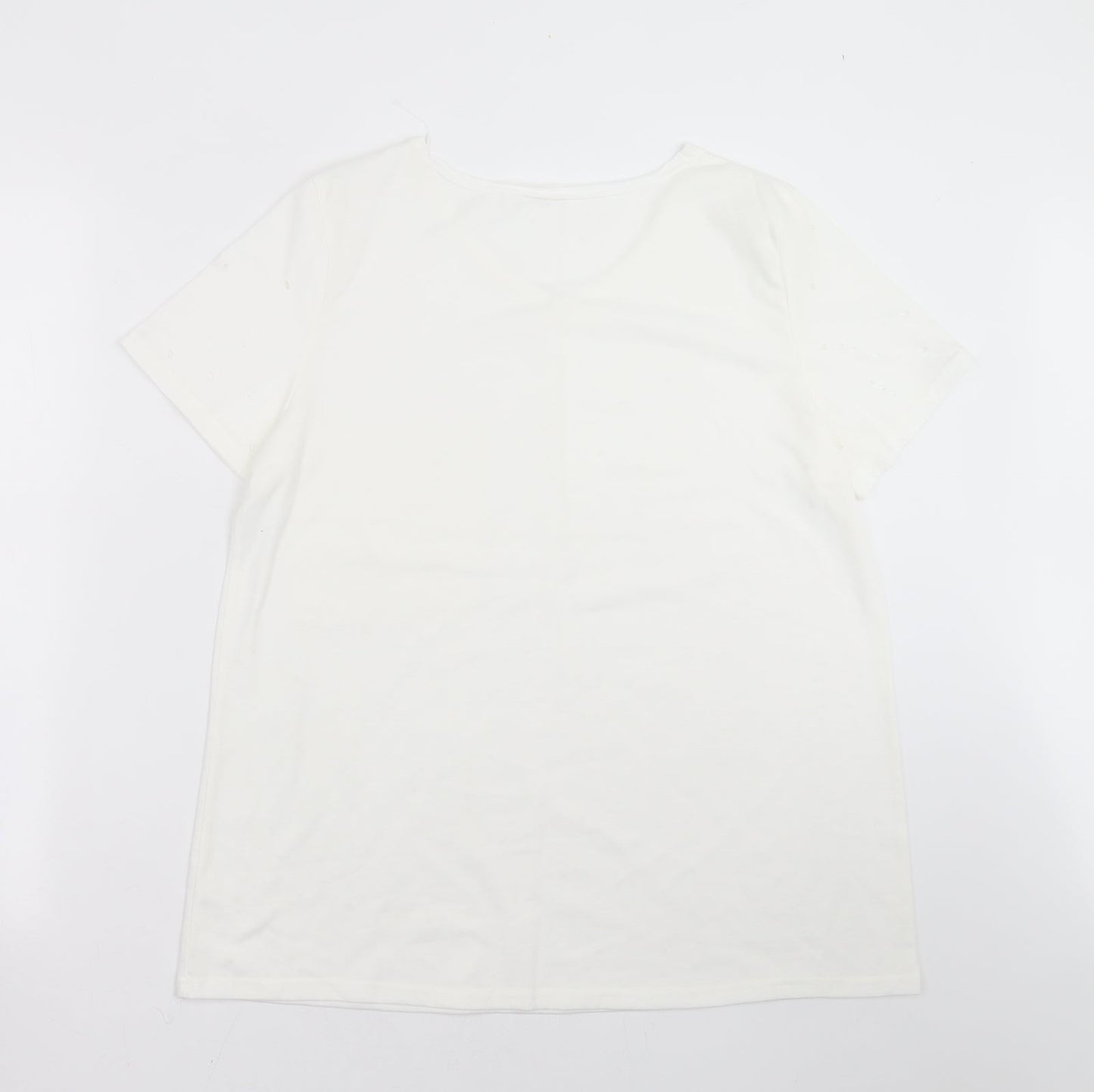 Preworn Womens White   Basic T-Shirt Size M  - hole pattern