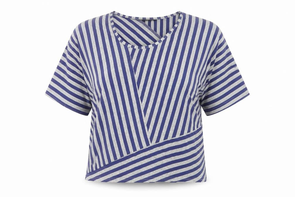 Kaleidoscope Womens Blue Striped  Basic T-Shirt Size M