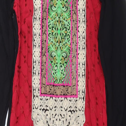 Bushra Khan Womens Red Geometric  Shift  Size M