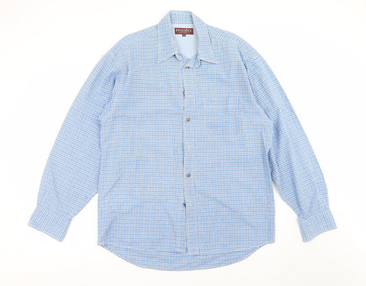 Moto Jeanswear Mens Blue Check   Button-Up Size M
