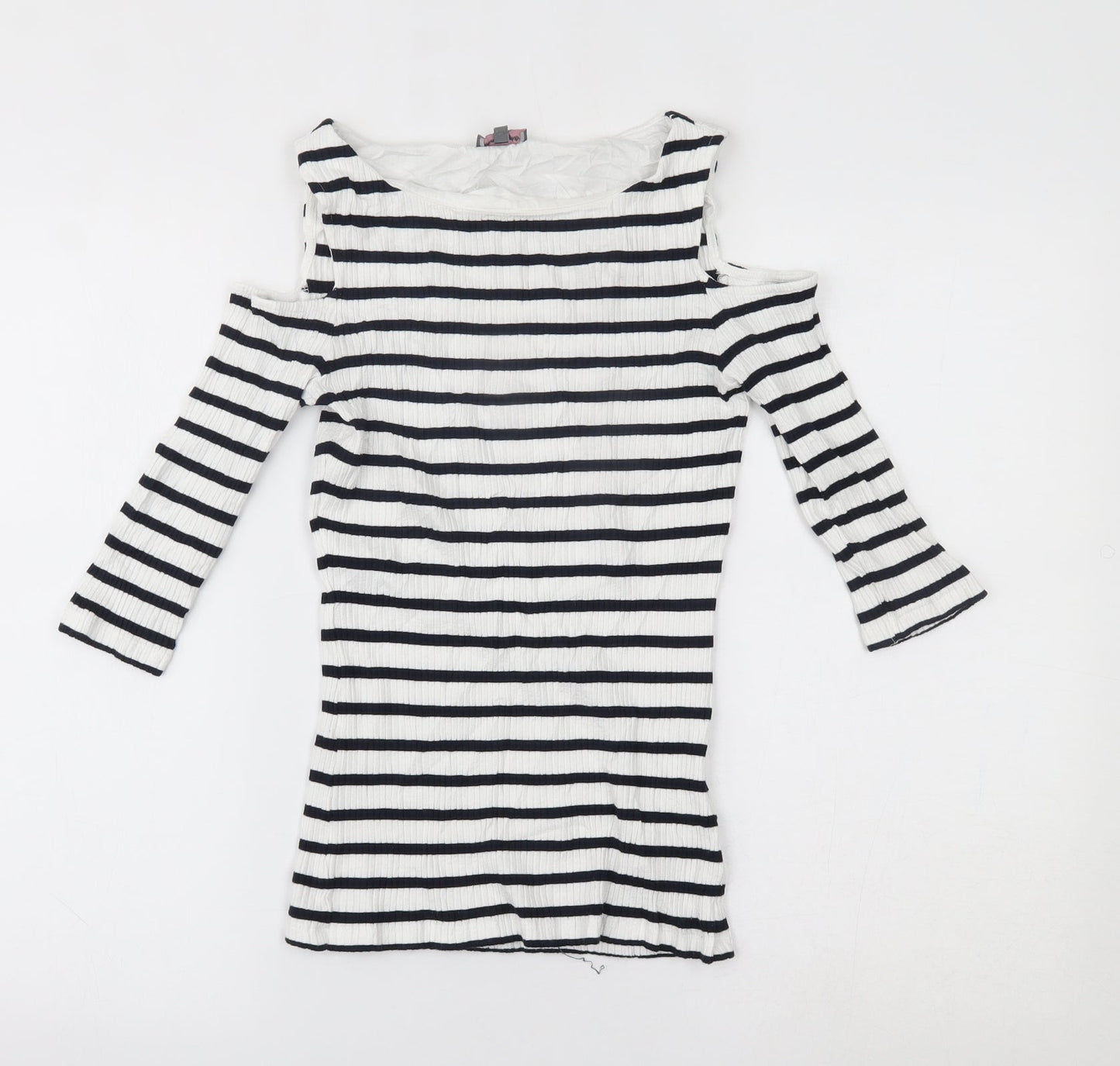 Phase Eight Womens White Striped  Basic Blouse Size 10