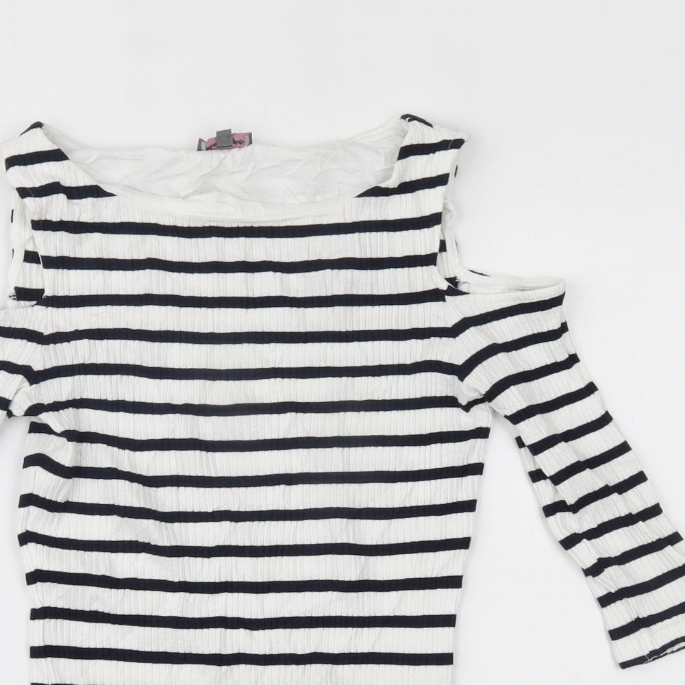 Phase Eight Womens White Striped  Basic Blouse Size 10