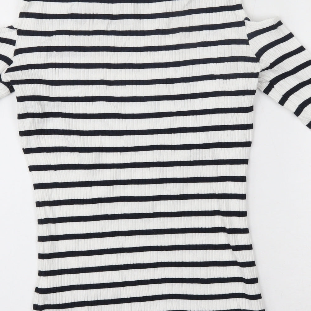 Phase Eight Womens White Striped  Basic Blouse Size 10