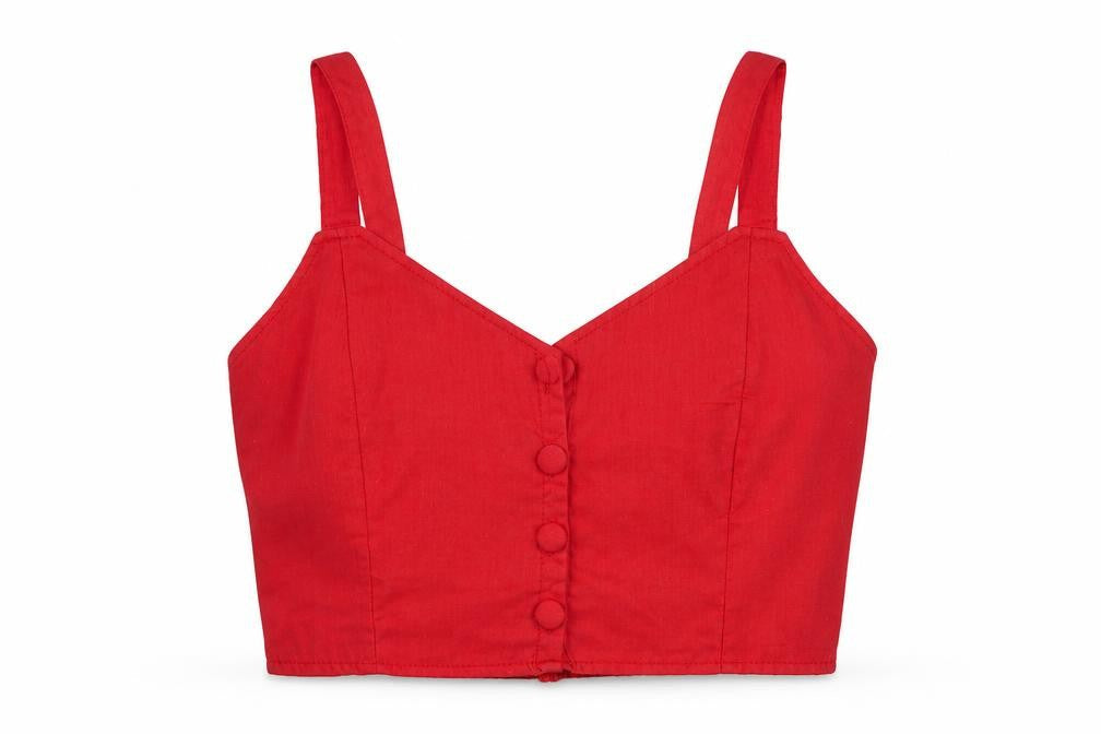 Preworn Womens Red   Cropped Blouse Size L