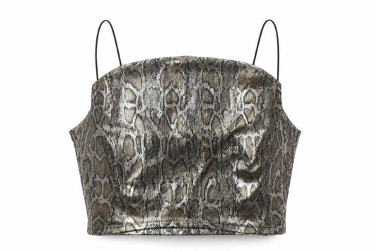 Divided Womens Gold Animal Print  Basic Tank Size M