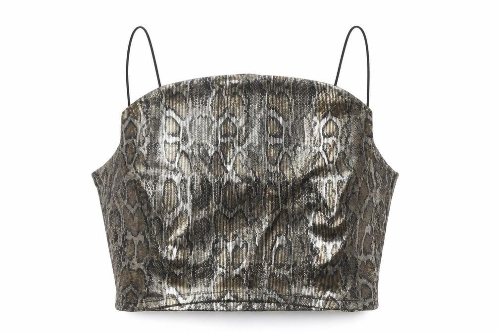 Divided Womens Gold Animal Print  Basic Tank Size M