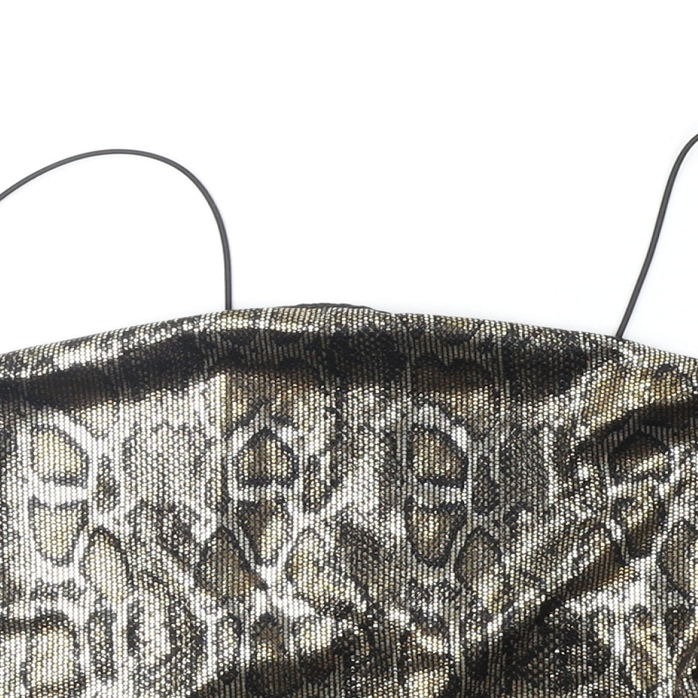 Divided Womens Gold Animal Print  Basic Tank Size M