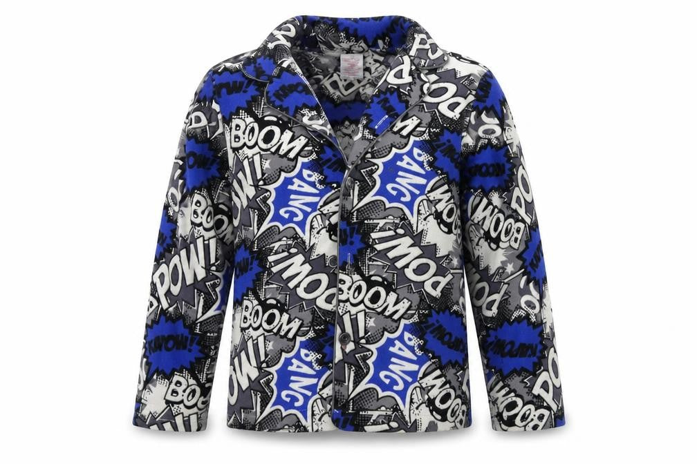 Peacocks Boys Blue Geometric   Pyjama Top Size 6-7 Years  - Pow