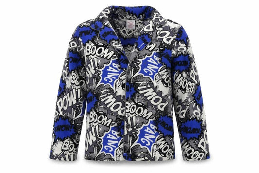 Peacocks Boys Blue Geometric   Pyjama Top Size 6-7 Years  - Pow