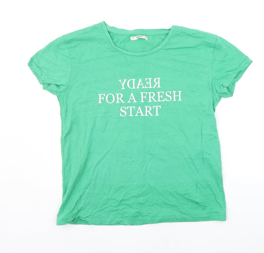 Pull&Bear Womens Green   Basic T-Shirt Size L