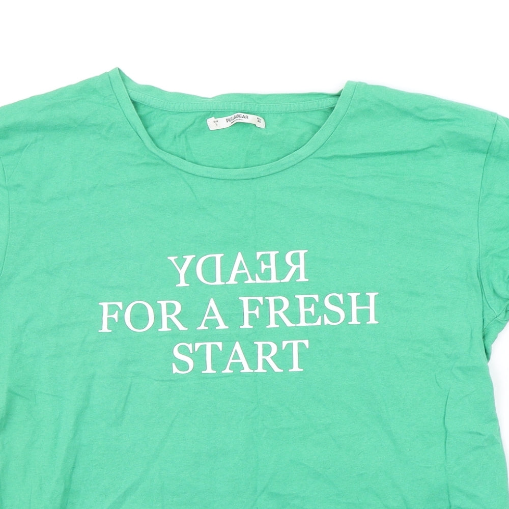 Pull&Bear Womens Green   Basic T-Shirt Size L