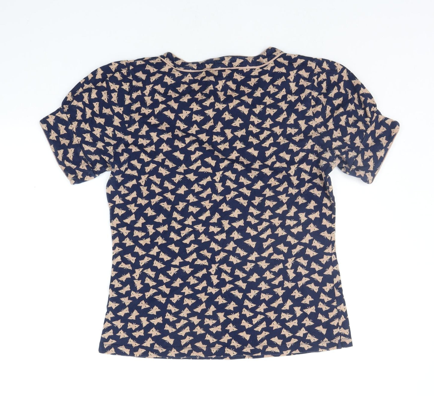 French Connection Womens Blue Geometric  Basic T-Shirt Size L  - BUTTERFLY