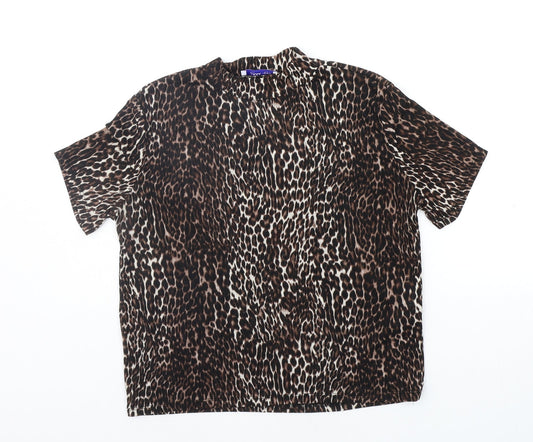 Zara Womens Beige Animal Print  Basic T-Shirt Size S