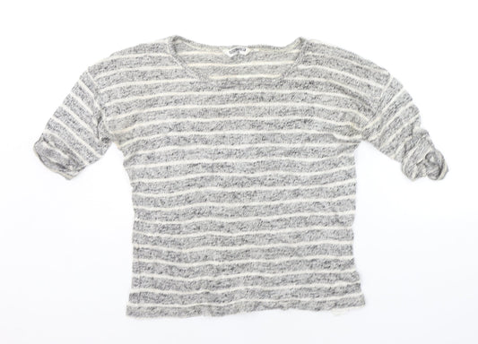 New Look Girls Grey Striped  Basic T-Shirt Size 14-15 Years